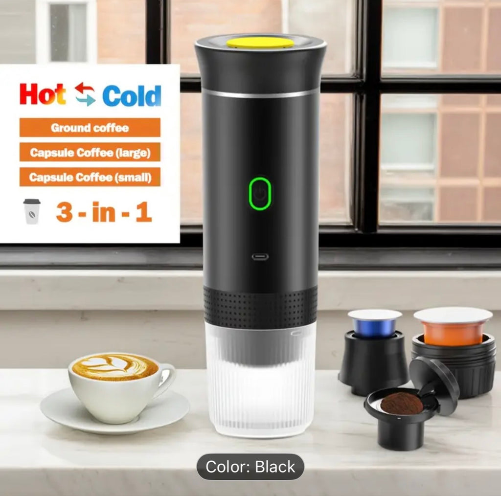 Wireless Portable Coffee Maker Espresso Coffee Maker for Car Home Camping Coffee Maker 3-In-1 Capsule Powder Travel Coffee Maker