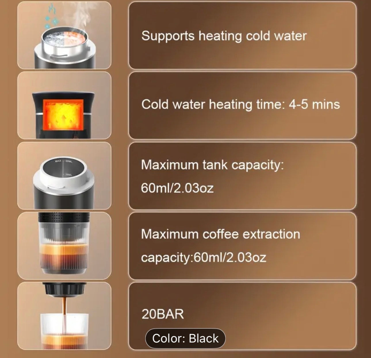 Wireless Portable Coffee Maker Espresso Coffee Maker for Car Home Camping Coffee Maker 3-In-1 Capsule Powder Travel Coffee Maker