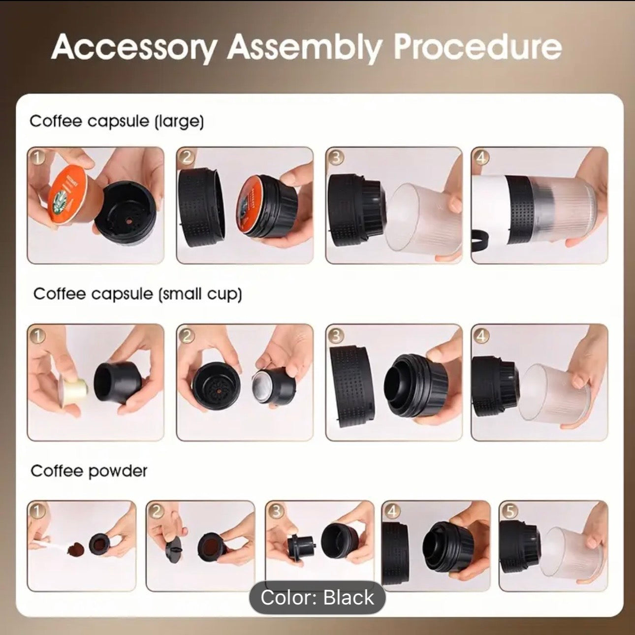 Wireless Portable Coffee Maker Espresso Coffee Maker for Car Home Camping Coffee Maker 3-In-1 Capsule Powder Travel Coffee Maker